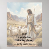 Shepherd goes before them Bible Scripture Poster (Voorkant)