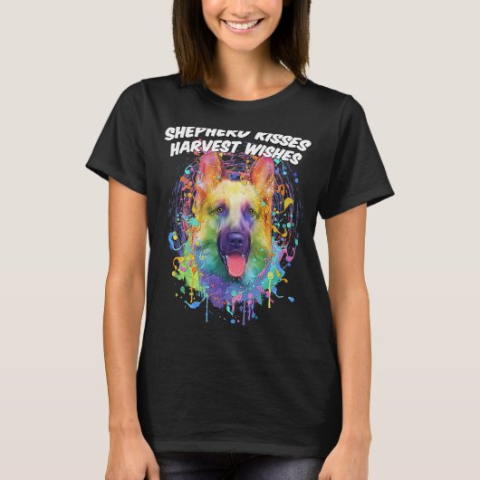 Shepherd Kisses Harvest Wishes German Shepherd Ani T-shirt (Voorkant)