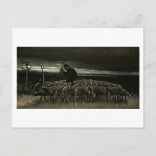 Shepherd, kudde van Sheep Van Gogh Fine Art Briefkaart
