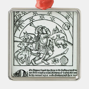 Shepherd under Sun, Moon and Stars Metalen Ornament