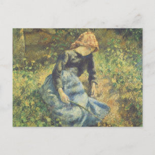 Shepherdess by Camille Pissarro, Vintage Fine Art Briefkaart
