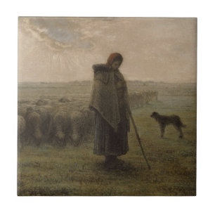 Shepherdess en haar kudde   1862-63 tegeltje