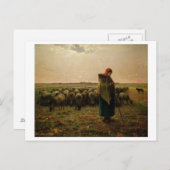 Shepherdess met haar Flock, 1863 Briefkaart (Voorkant / Achterkant)