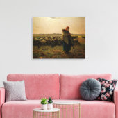 Shepherdess met haar Flock, 1863 Canvas Afdruk (Insitu (Woonkamer))