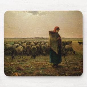 Shepherdess met haar Flock, 1863 Muismat
