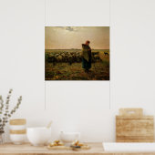 Shepherdess met haar Flock, 1863 Poster (Keuken)