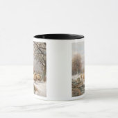 Shepherdess met haar kudde in een winterlandschap  mok (Midden)