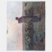 Shepherdess met Hare Flock, Jean-Francois Millet Fleece Deken (Voorkant)