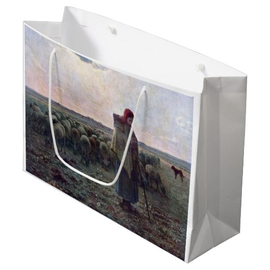 Shepherdess met Hare Flock, Jean-Francois Millet Groot Cadeauzakje (Voorkant Gekanteld)