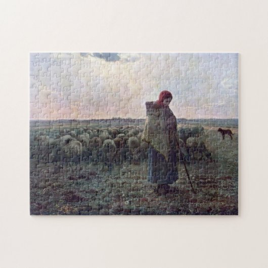 Shepherdess met Hare Flock, Jean-Francois Millet Legpuzzel (Horizontaal)