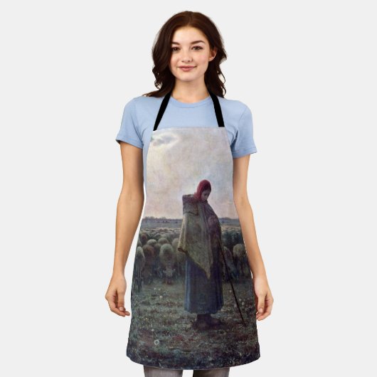 Shepherdess met Hare Flock, Jean-Francois Millet Schort (Gedragen)