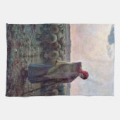 Shepherdess met Hare Flock, Jean-Francois Millet Theedoek (Horizontaal)