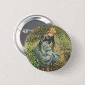 Shepherdess van Camille Pissarro, Kunst Ronde Button 5,7 Cm (Voorkant /achterkant)