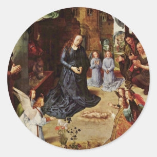 Shepherds en Angels Adore Him Ronde Sticker