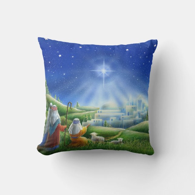 Shepherds komen naar Bethlehem Pillow Kussen (Voorkant)