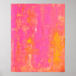 'Sherbet' Roze en Gele Abstracte Kunst Poster