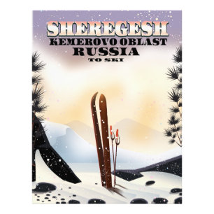 Sheregesh Rusland ski reisposter. Foto Afdruk