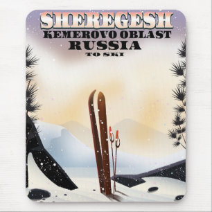 Sheregesh Rusland ski reisposter. Muismat