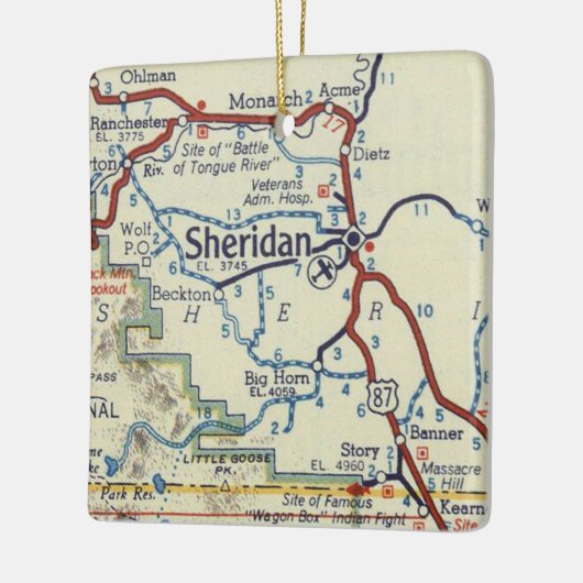 Sheridan WY Classic Map Keramisch Ornament (Links)