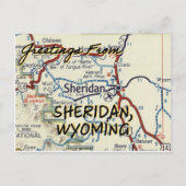 Sheridan WY Map Briefkaart (Voorkant)