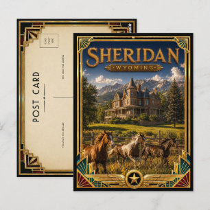 Sheridan Wyoming Vintage Art Deco Gouden Tijdperk Briefkaart