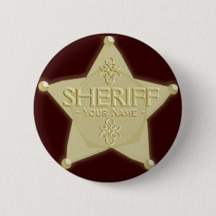 Sheriff Badge Cowboy Westerne Button Golden