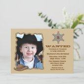Sheriff Badge Photo Birthday Party - Uitnodiging (Staand voorkant)