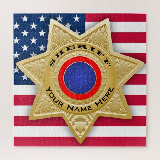 Sheriff Badge Puzzle Personnalisable Ajouter Votre (Vertical)