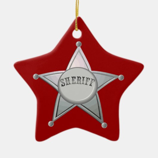  Sheriff Badge Star Officer Ontwerp Keramisch Ornament (Voorkant)