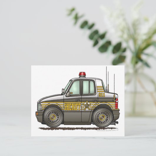 Sheriff Car Patrol Autowetshandhaving Briefkaart (Staand voorkant)