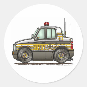Sheriff Car Patrol Autowetshandhaving Ronde Sticker