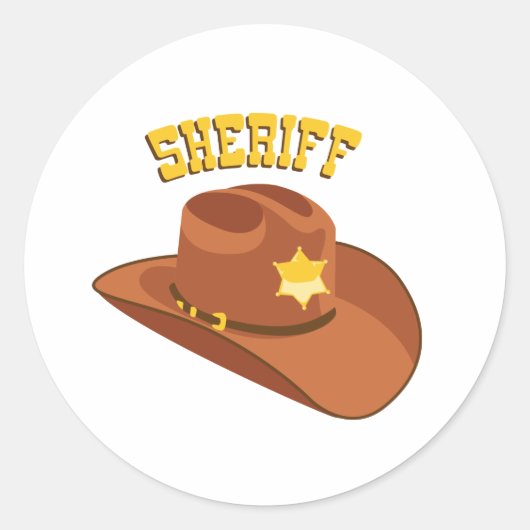 Sheriff Cowboy Pet Ronde Sticker (Voorkant)