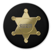 Sheriff golden star keramische knop (Voorkant)