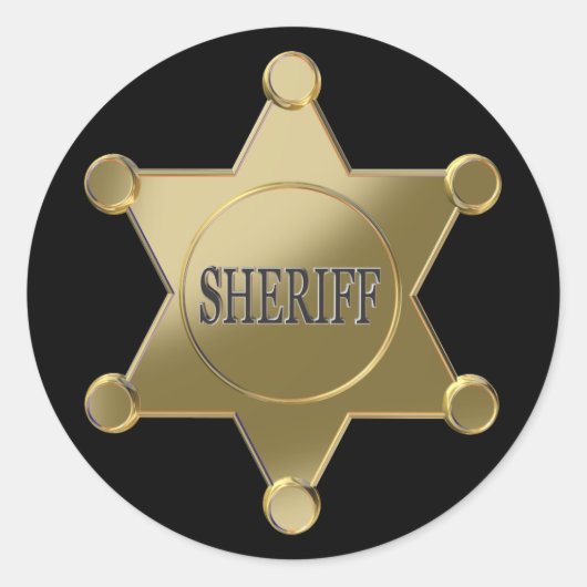 Sheriff golden star ronde sticker (Voorkant)