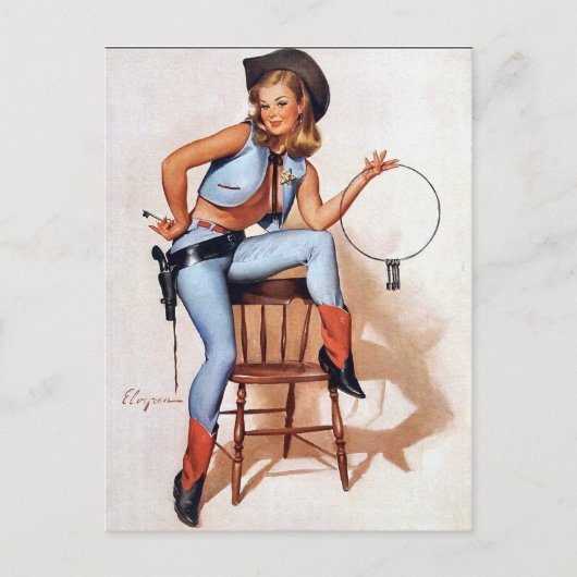 Sheriff Pin-Up Briefkaart (Voorkant)