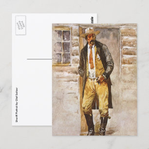 Sheriff Portret door Seltzer, Oude West Cowboy Briefkaart