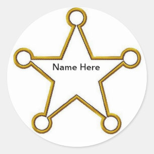Sheriff Star Naam badge Ronde Sticker