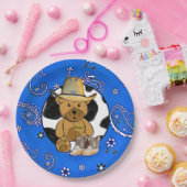 Sheriff Teddy Bear Blauw Bandanna Papier Borden Papieren Bordje (Feest)