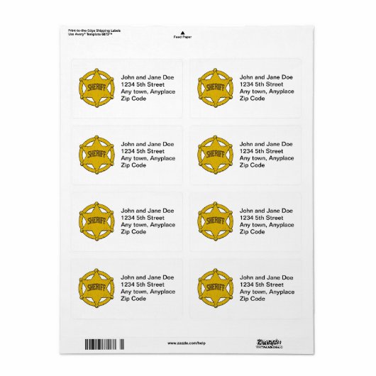 Sheriffs Star Badge Etiket (Full Sheet)