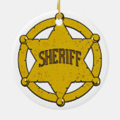 Sheriffs Star Badge Keramisch Ornament (Achterkant)