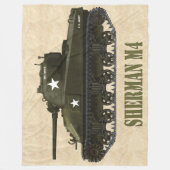 SHERMAN M4 AMERICAN WWWII BATTLE TANK FLEECE DEKEN (Voorkant)