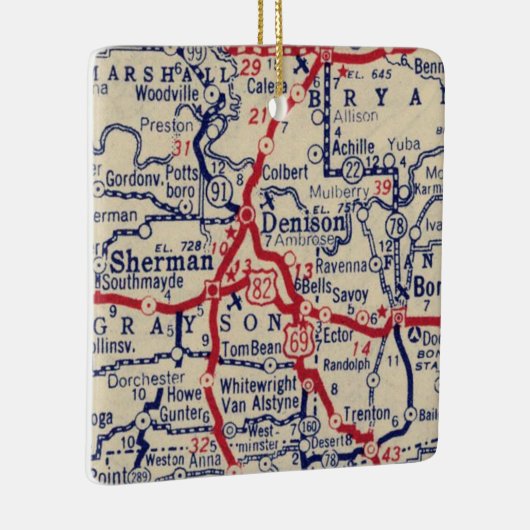 Sherman TX 1941 Map Keramisch Ornament (Rechts)