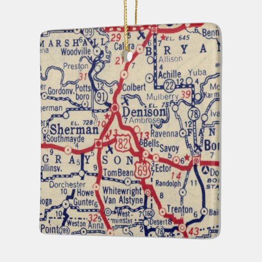 Sherman TX 1941 Map Keramisch Ornament (Links)