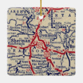 Sherman TX 1941 Map Keramisch Ornament (Achterkant)