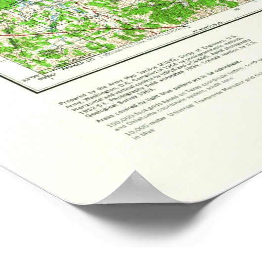 Sherman TX Topo Map Poster (Hoek)