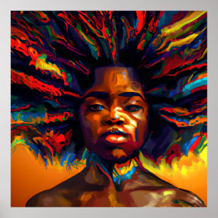 Shero regenboog haar zwart melanine afro koningin  poster