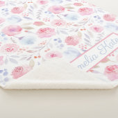 Sherpa Aquarelle Nom Floral Rose moderne, Couverture bébé (3/4)