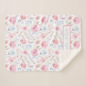 Sherpa Aquarelle Nom Floral Rose moderne, Couverture bébé (Devant (Horizontal))