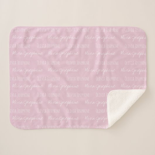 Sherpa Bébé rose pâle couverture fille Nom personnalisé r (Devant (Horizontal))