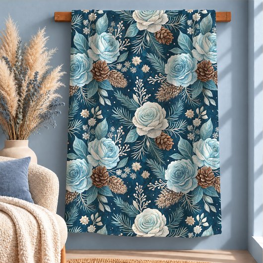 Sherpa Belles fleurs d'hiver Cône de pin couverture